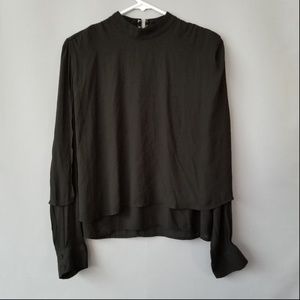 X FOREVER 21 MOCK NECK LONG SLEEVE SOLID BLOUSE